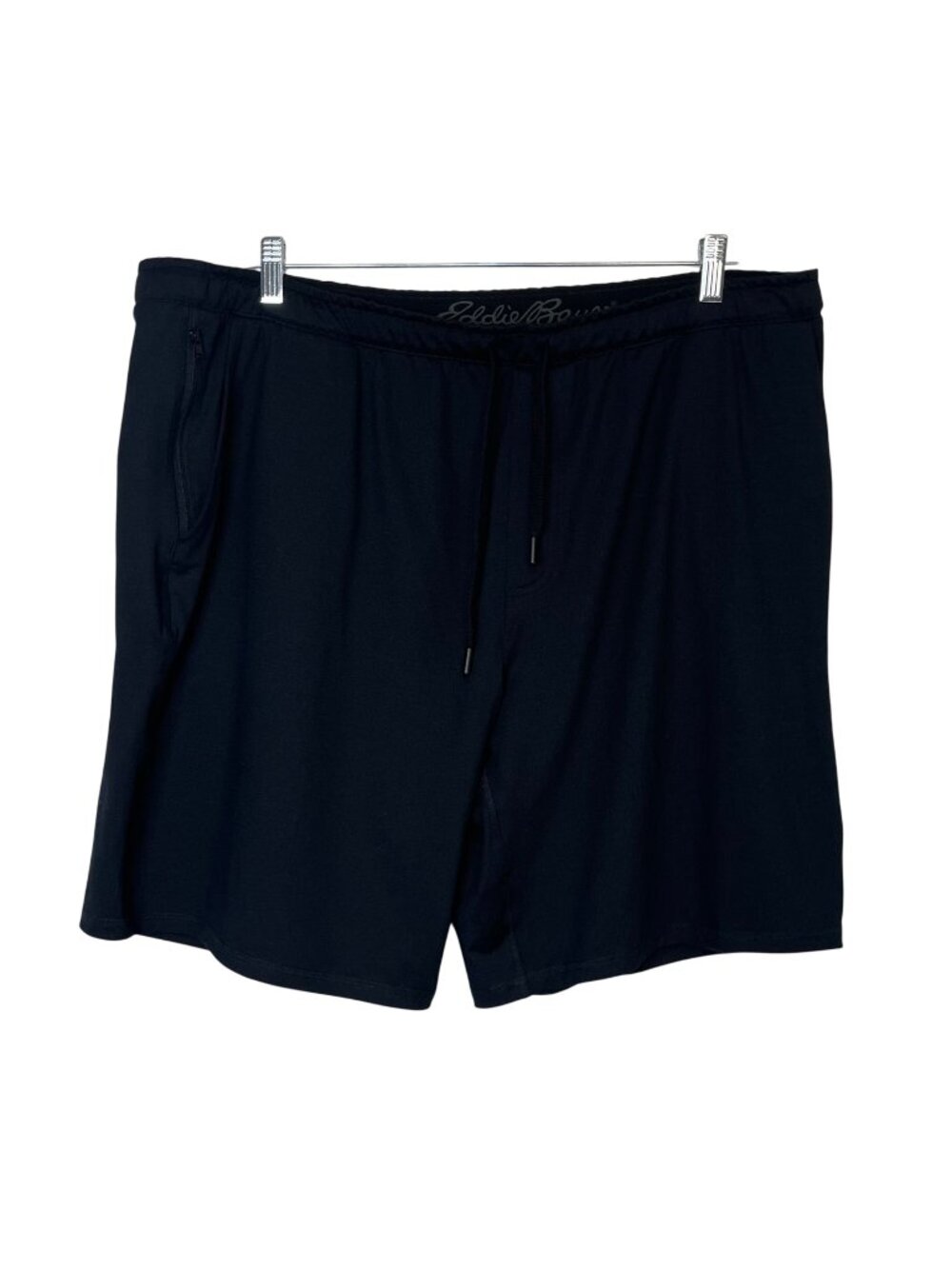 Eddie Bauer Mens Lounge Shorts XXL Black Zipper Pocket Casual